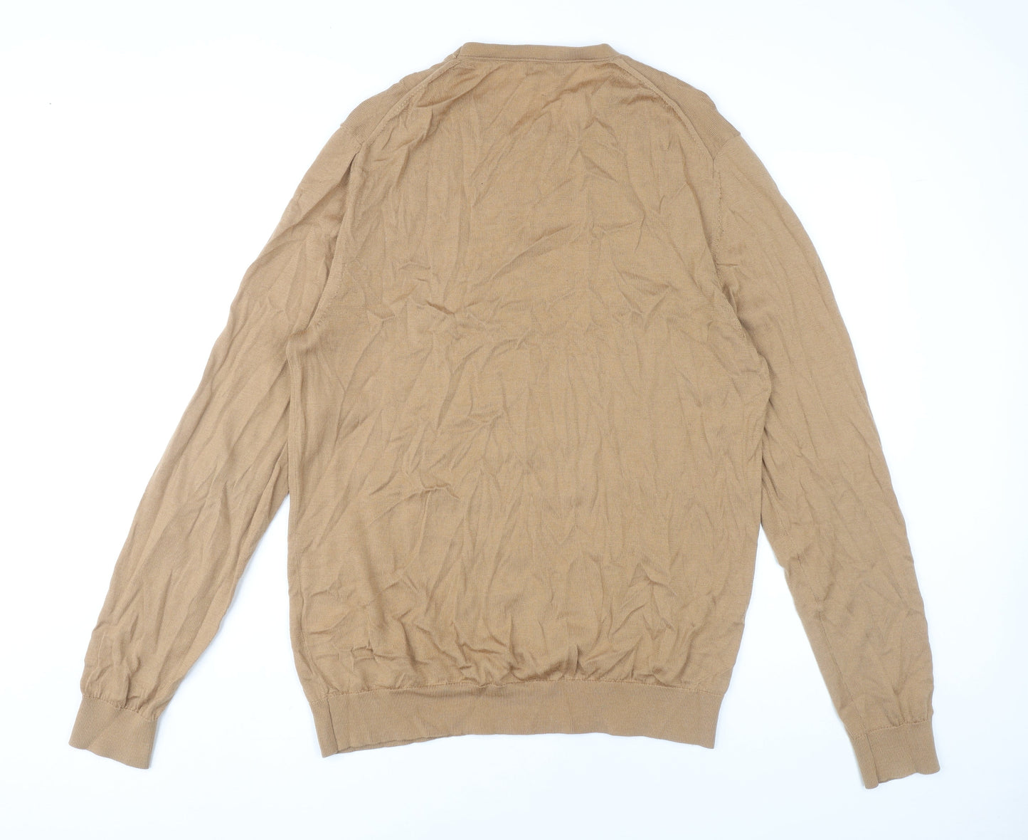 Reiss Men’s Beige Wool Pullover Jumper L Crew Neck Long Sleeve