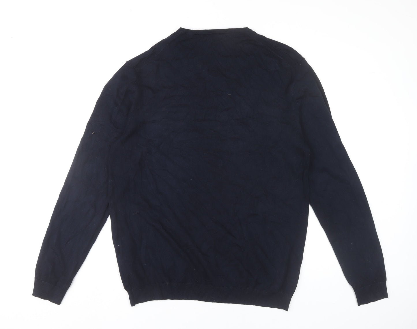 Zara Man Mens Blue XL V-Neck Pullover Jumper Long Sleeve Knit