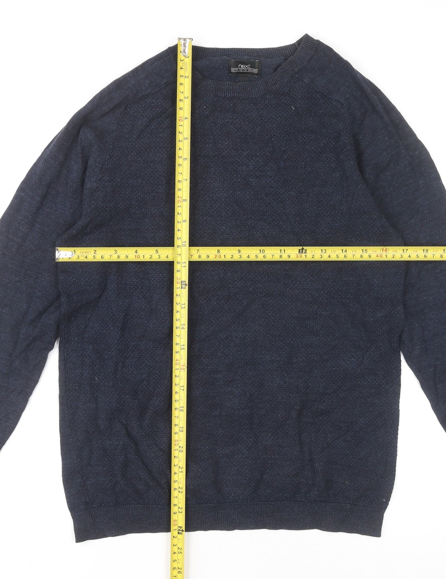 Next Men’s Blue Crew Neck Cotton Knit Jumper XS Regular Fit