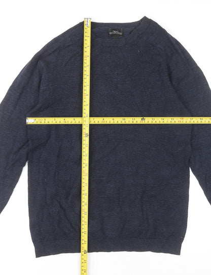 Next Men’s Blue Crew Neck Cotton Knit Jumper XS Regular Fit
