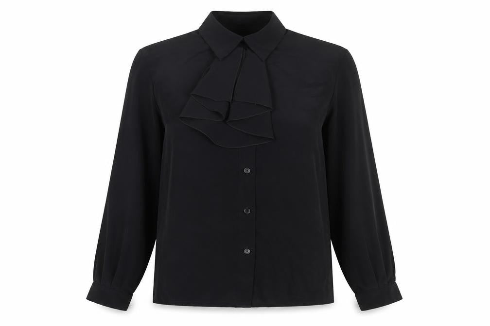 Womens UK Size 8 Precis Black Classic Blouse