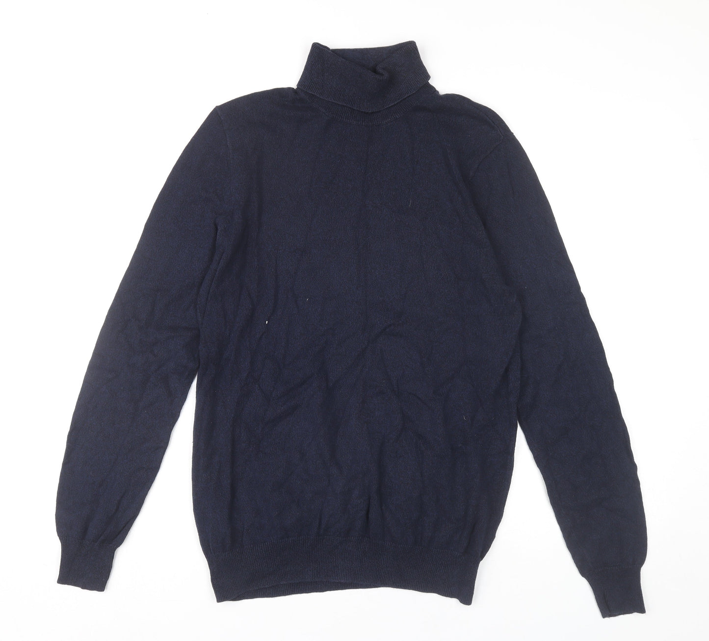 Burton Menswear Men’s Blue Roll Neck Jumper Medium Cotton Knit