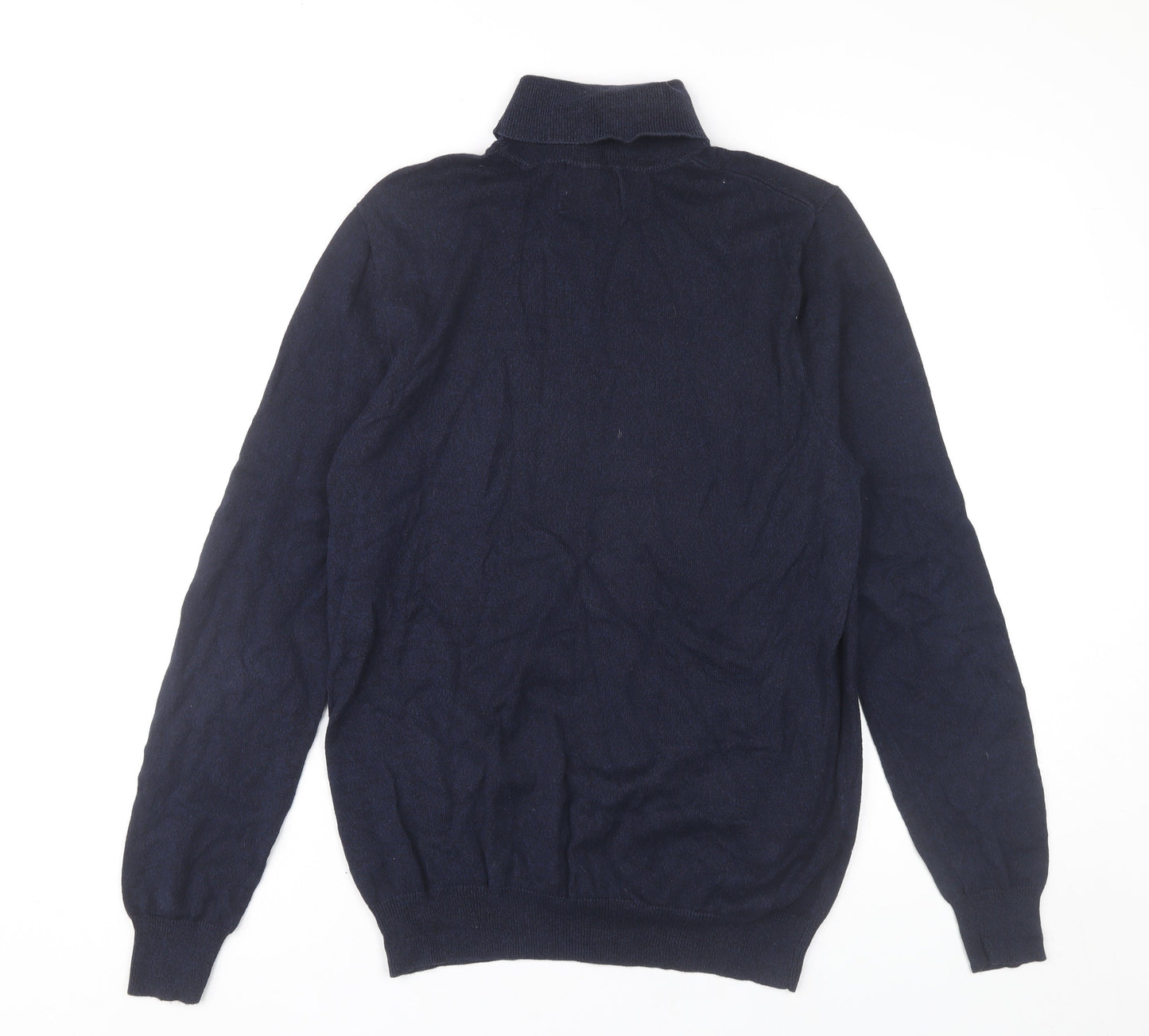 Burton Menswear Men’s Blue Roll Neck Jumper Medium Cotton Knit