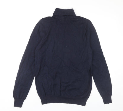 Burton Menswear Men’s Blue Roll Neck Jumper Medium Cotton Knit