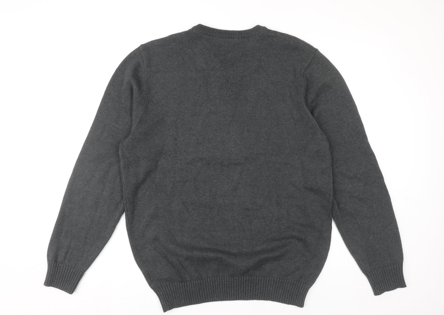 Maine New England Men's Grey Cotton V-Neck Jumper Size M