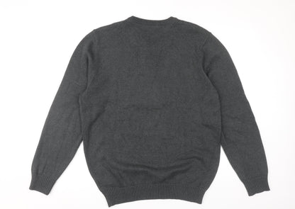 Maine New England Men's Grey Cotton V-Neck Jumper Size M