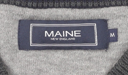 Maine New England Men's Grey Cotton V-Neck Jumper Size M