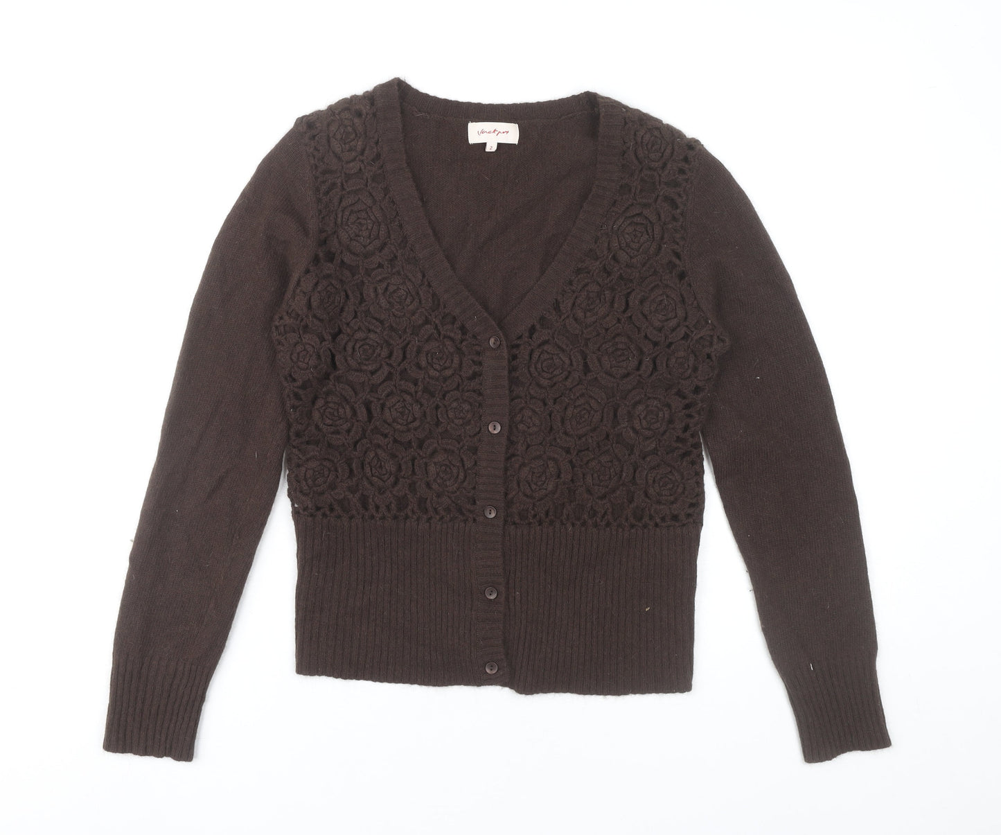 Womens UK Size 2 Jackpot Brown Cardigan Jumper