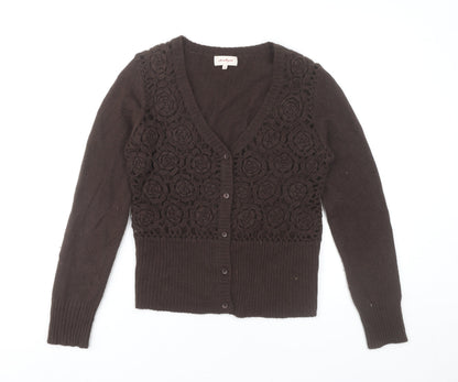 Womens UK Size 2 Jackpot Brown Cardigan Jumper