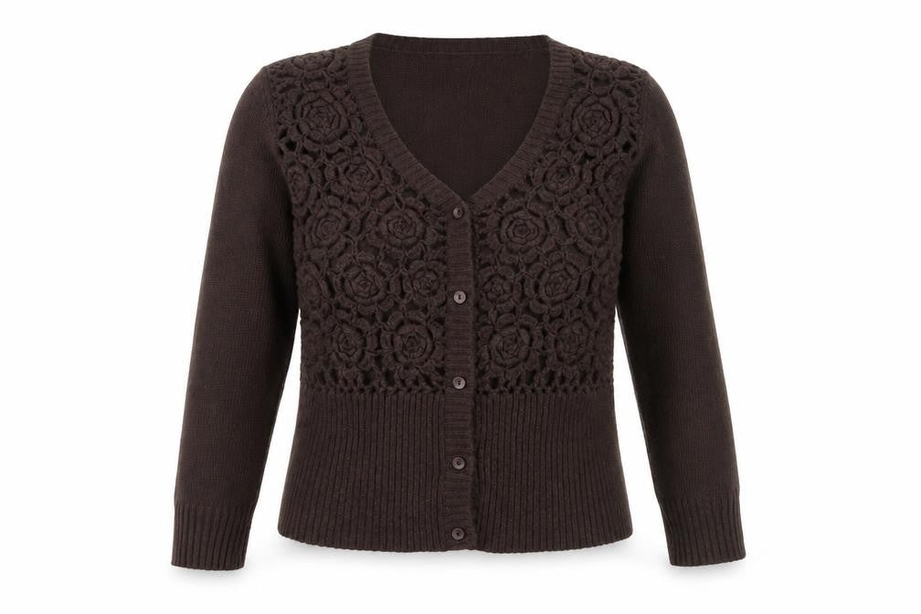 Womens UK Size 2 Jackpot Brown Cardigan Jumper