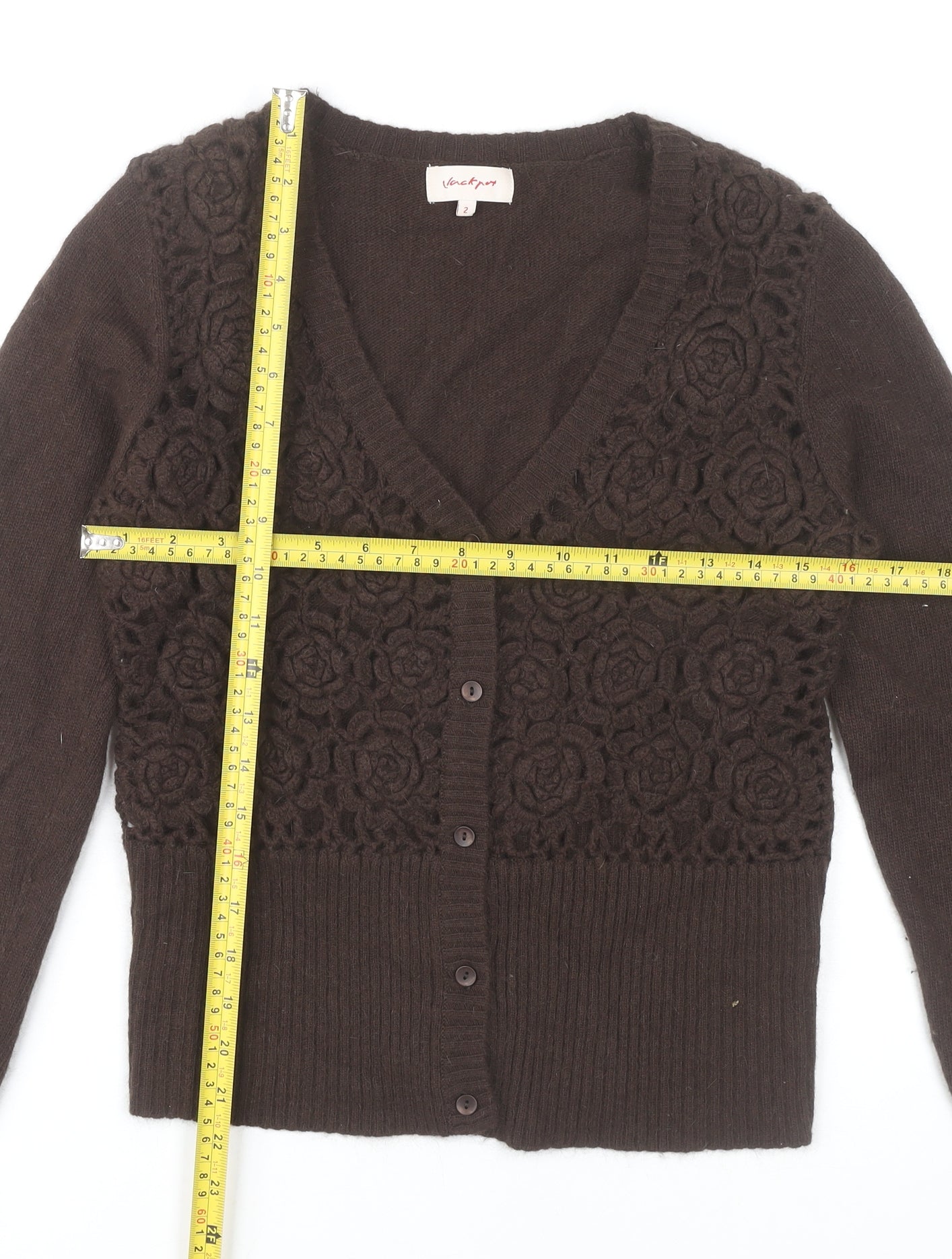 Womens UK Size 2 Jackpot Brown Cardigan Jumper