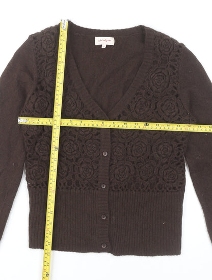 Womens UK Size 2 Jackpot Brown Cardigan Jumper