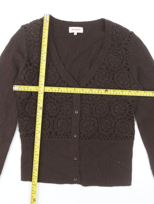 Womens UK Size 2 Jackpot Brown Cardigan Jumper
