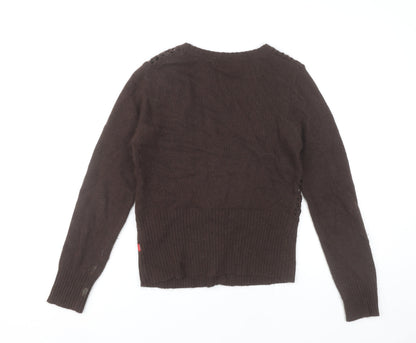 Womens UK Size 2 Jackpot Brown Cardigan Jumper