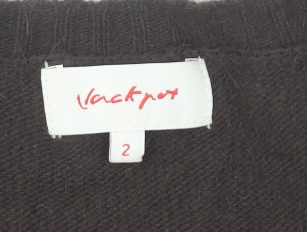 Womens UK Size 2 Jackpot Brown Cardigan Jumper