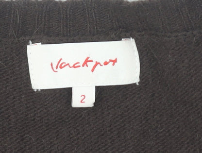 Womens UK Size 2 Jackpot Brown Cardigan Jumper