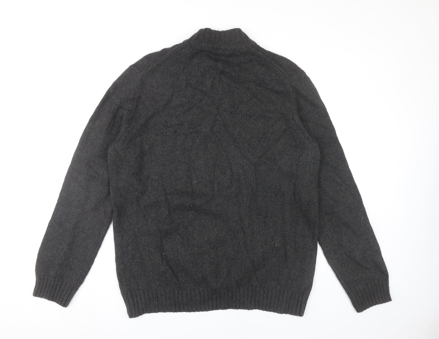 TOG24 Mens Grey XL Henley Jumper High Neck Cotton Wool Blend