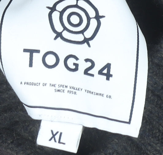 TOG24 Mens Grey XL Henley Jumper High Neck Cotton Wool Blend