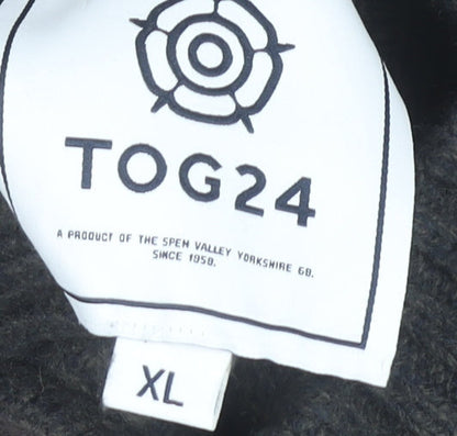 TOG24 Mens Grey XL Henley Jumper High Neck Cotton Wool Blend