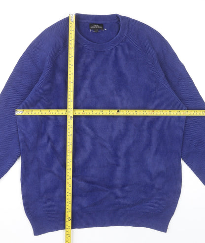 Next Men’s Blue Cotton Knit Crew Neck Jumper Size L