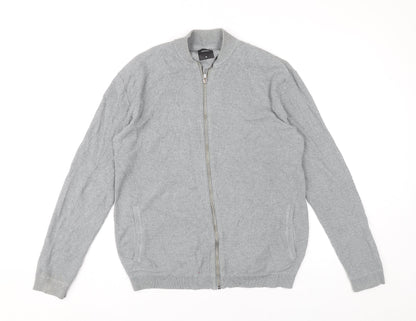 Burton Menswear London Men's Grey XS Full Zip Knit Jumper