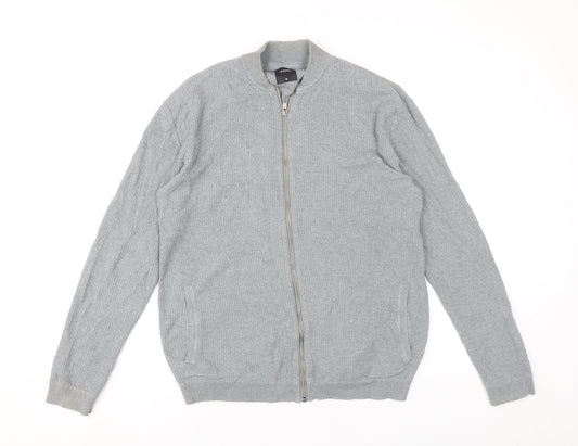 Burton Menswear London Men's Grey XS Full Zip Knit Jumper
