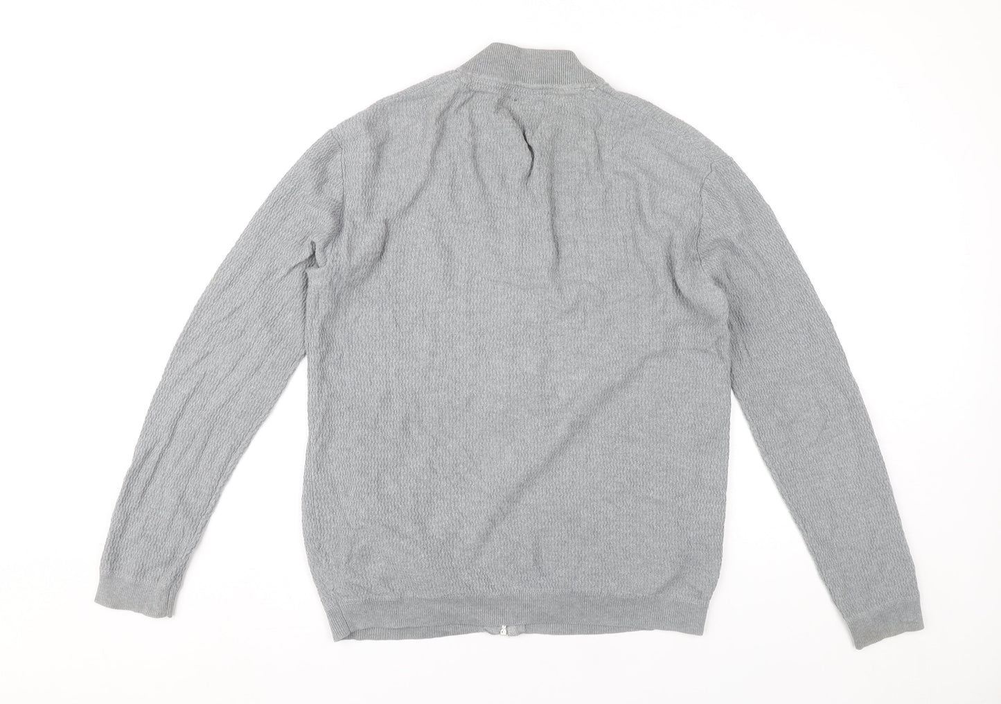 Burton Menswear London Men's Grey XS Full Zip Knit Jumper