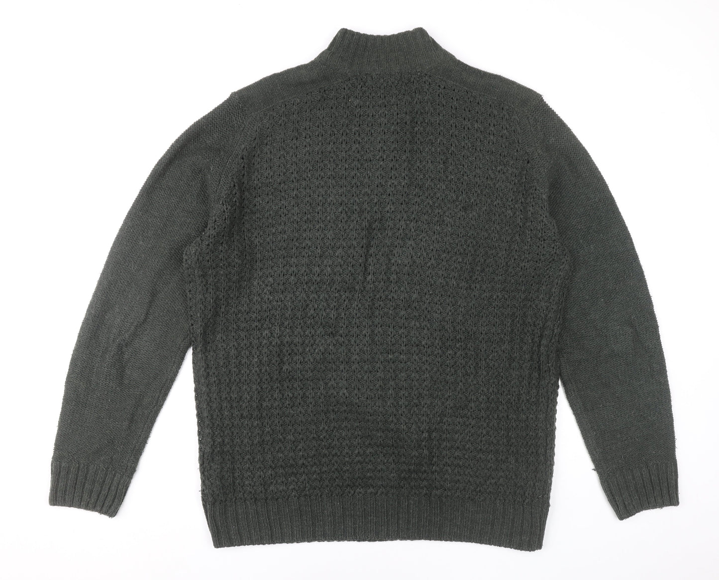 James Pringle Men’s Green Waffle Knit Henley Jumper Size L