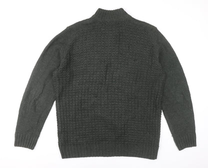 James Pringle Men’s Green Waffle Knit Henley Jumper Size L