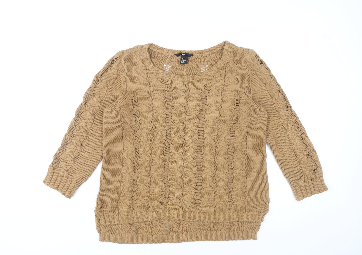 H&M Women’s Beige Cable Knit Pullover Jumper Size 12