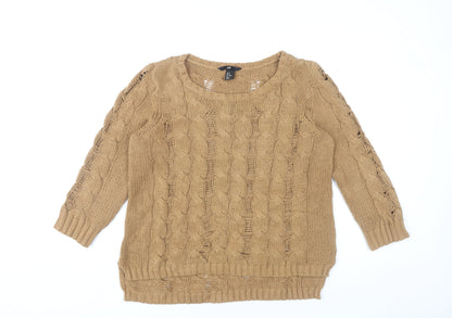 H&M Women’s Beige Cable Knit Pullover Jumper Size 12