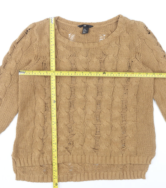 H&M Women’s Beige Cable Knit Pullover Jumper Size 12