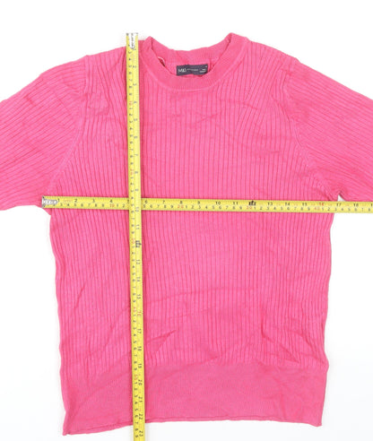 Womens UK Size 14 Marks and Spencer Pink Basic T-Shirt