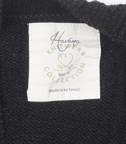 Havana Knitwear Collection Womens Black Size S Cardigan Jumper