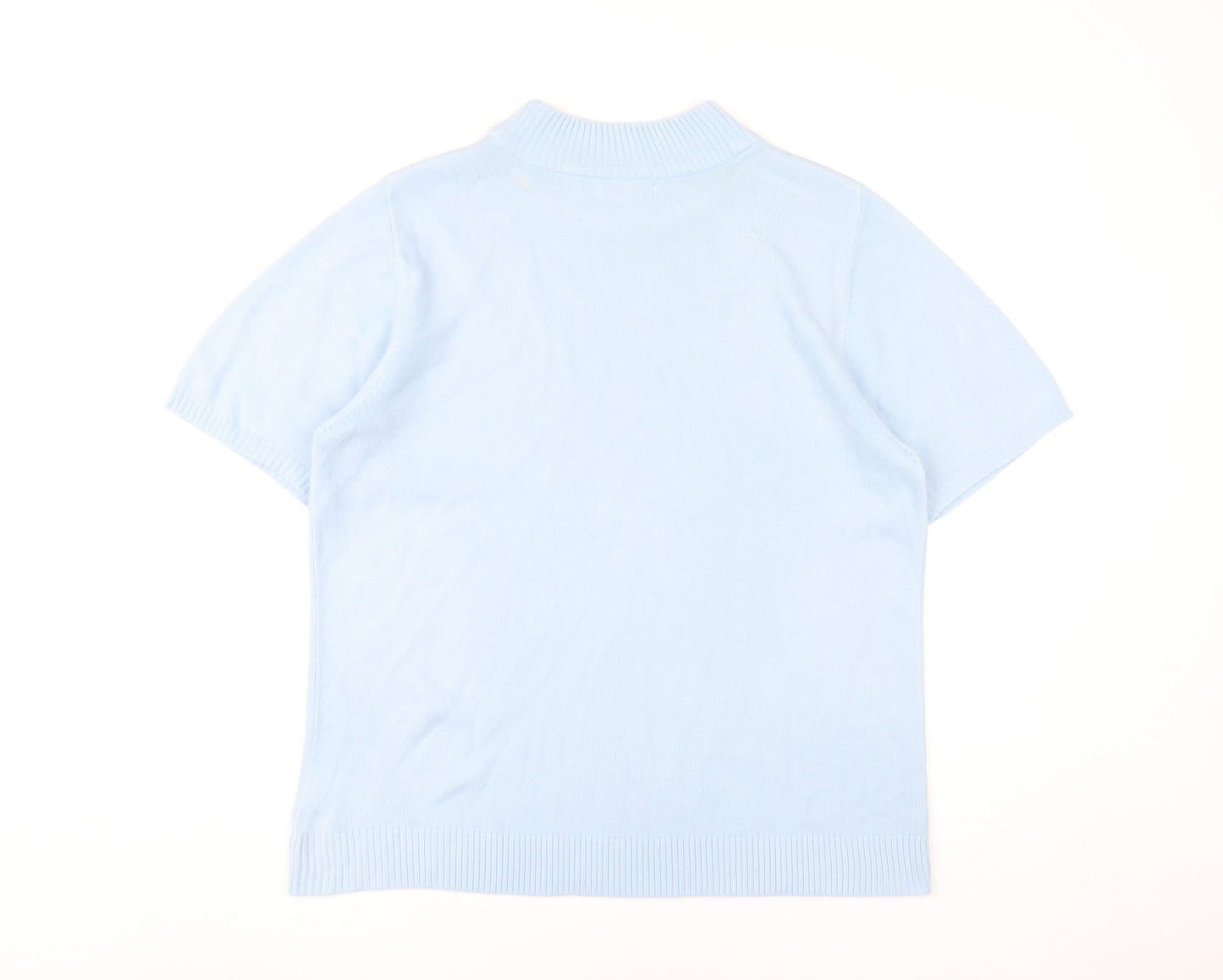 Damart Womens Blue Short Sleeve Mock Neck Pullover Jumper Size M