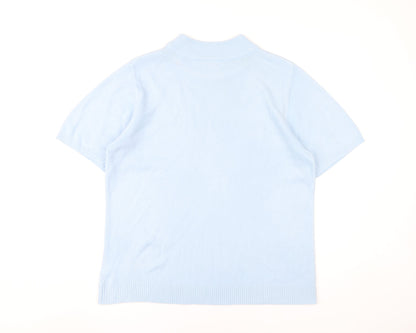 Damart Womens Blue Short Sleeve Mock Neck Pullover Jumper Size M
