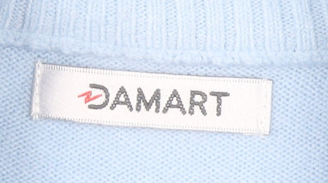 Damart Womens Blue Short Sleeve Mock Neck Pullover Jumper Size M
