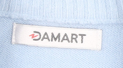 Damart Womens Blue Short Sleeve Mock Neck Pullover Jumper Size M