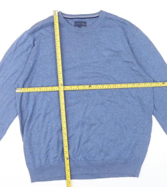 Lincoln Mens Blue XL Cotton Crew Neck Pullover Jumper