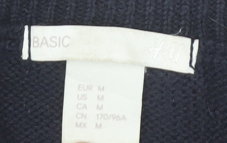 H&M Womens Navy Blue Cable-Knit Jumper Size 12 Cotton Blend