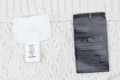 H&M Women Ivory Knit Pencil Skirt L Short Wool Blend Winter