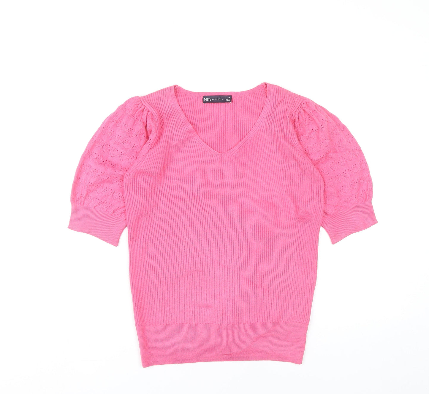 Womens UK Size 10 Marks and Spencer Pink Jersey Blouse