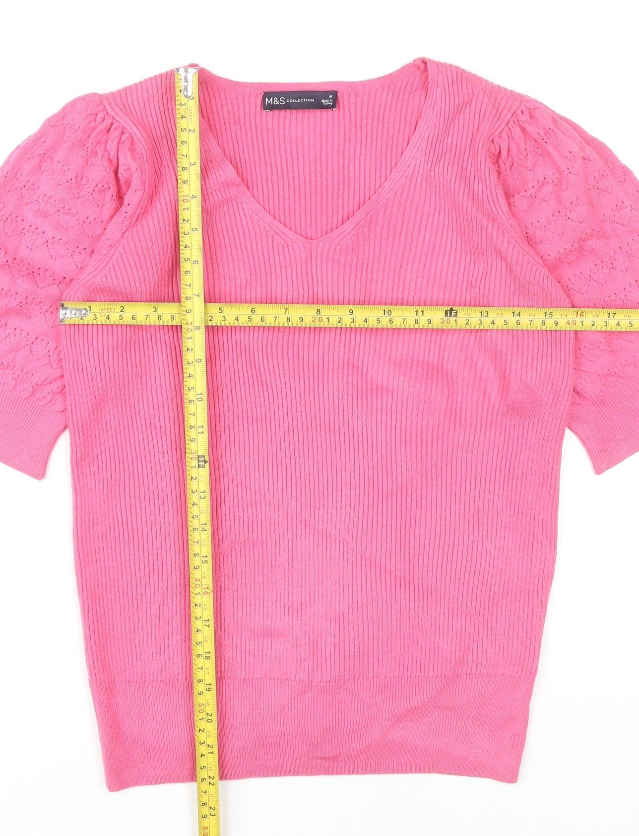 Womens UK Size 10 Marks and Spencer Pink Jersey Blouse