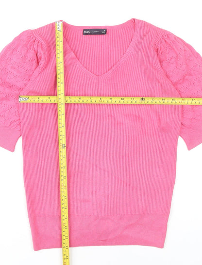 Womens UK Size 10 Marks and Spencer Pink Jersey Blouse