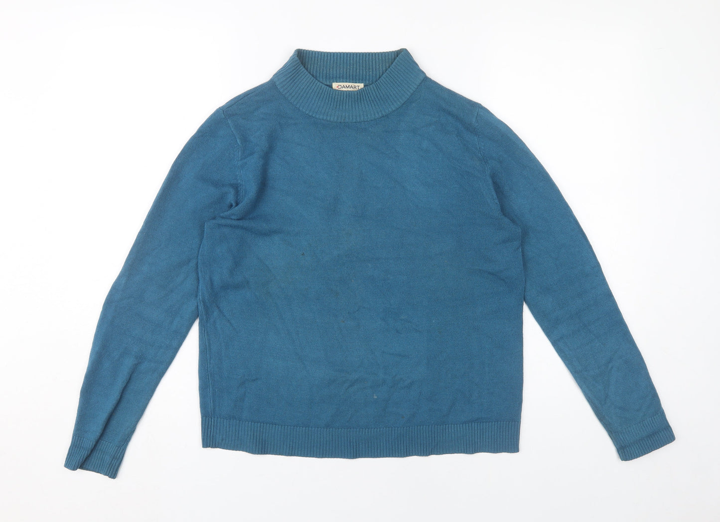 Damart Women’s Blue Mock Neck Acrylic Pullover Jumper Size 10