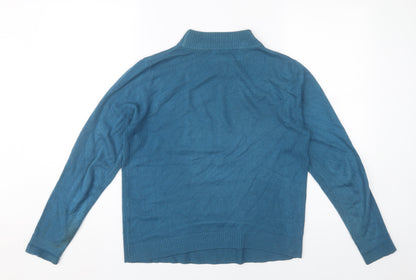 Damart Women’s Blue Mock Neck Acrylic Pullover Jumper Size 10