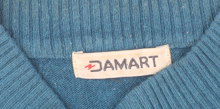 Damart Women’s Blue Mock Neck Acrylic Pullover Jumper Size 10