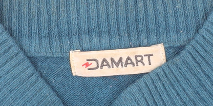 Damart Women’s Blue Mock Neck Acrylic Pullover Jumper Size 10