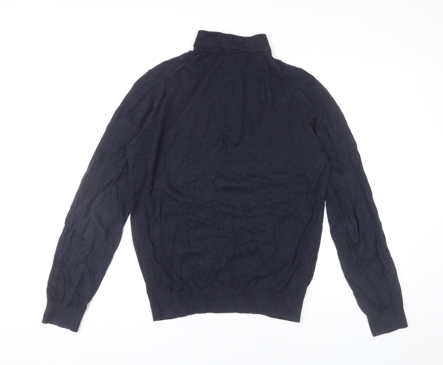 Carolina Herrera Men's Blue Long Sleeve Cotton Polo Shirt M