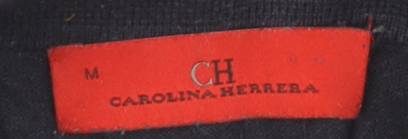 Carolina Herrera Men's Blue Long Sleeve Cotton Polo Shirt M